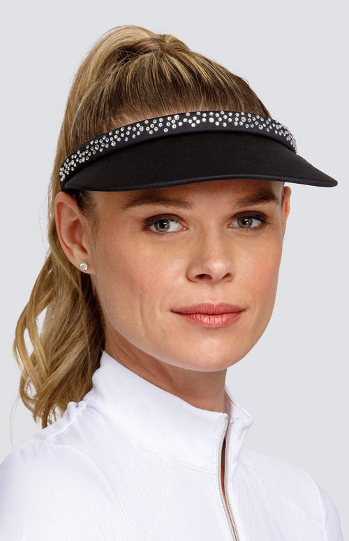 Samantha Visor - Onyx Black with Rhinestones